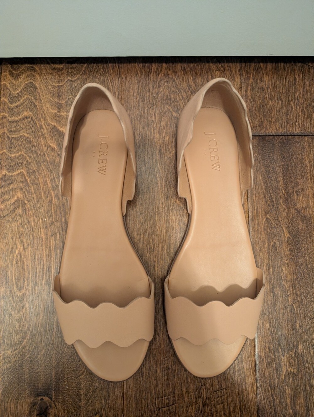 8.5 J. Crew Scalloped D'Orsay Sandals in Nude Beige